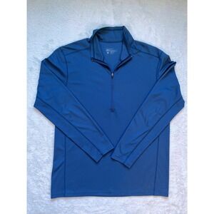 REI Quarter Zip Pullover Mens Blue Textured Grid Active Layer- Large